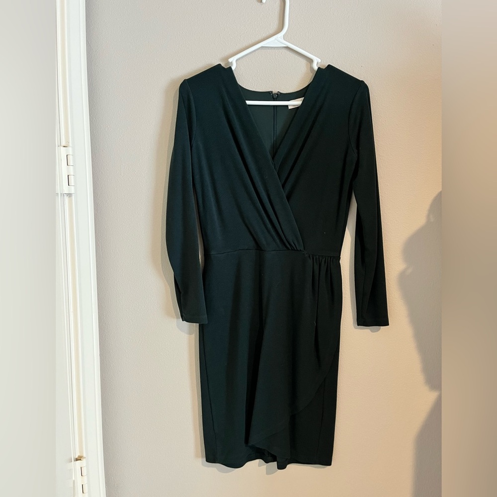Dark Thicket Green Shirred Wrap Dress